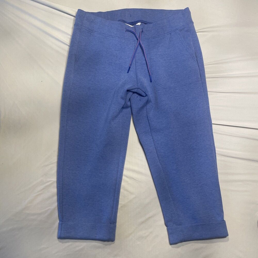 The North Face Women's Sweatpants SZ L Blue Pink Drawstring Pockets Cropped